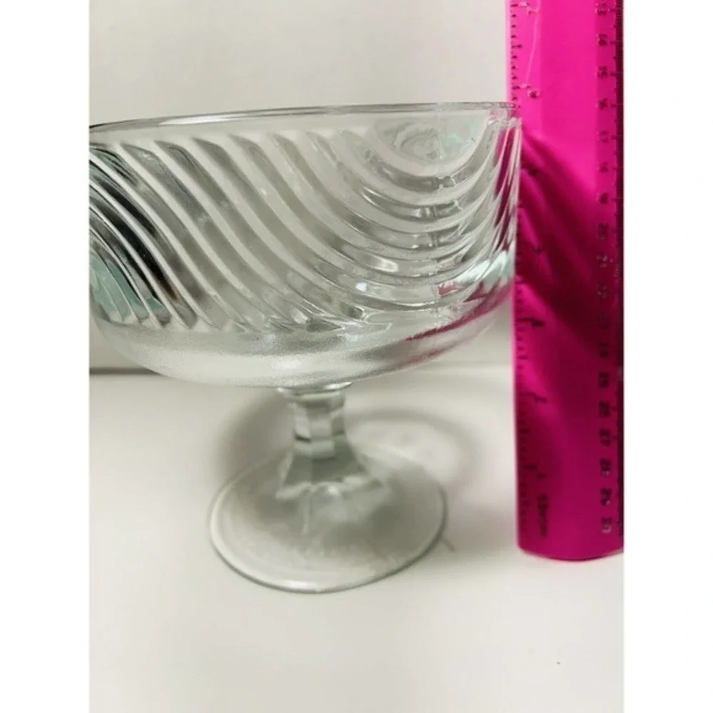 Vintage EO Brody Clear Glass Swirl Compote Pedestal Bowl